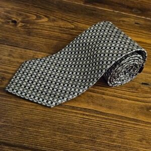 Roberto Villini Collezione Men's Necktie 100% Silk Gray Geometric Classic Width